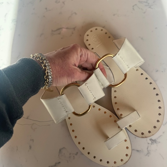 TORY BURCH WOMEN'S SANDALS SIZE 9 BRAND NEW IVORY COLOR - Picture 1 of 7
